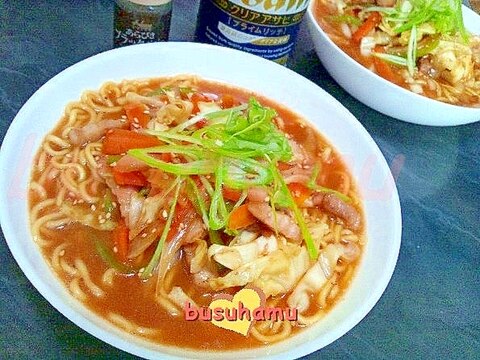 豚バラ肉の野菜炒めラーメン☆味噌